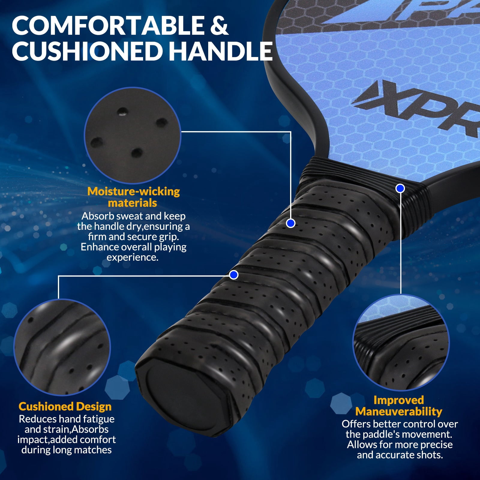 XPRT Pickleball Paddle Set – USAPA Approved Fiberglass Surface, PP Honeycomb Core, Lightweight 7.8 oz, Large Sweet Spot, Includes 2 Paddles, 4 Outdoor Balls, Carry Bag – Tournament Ready Set