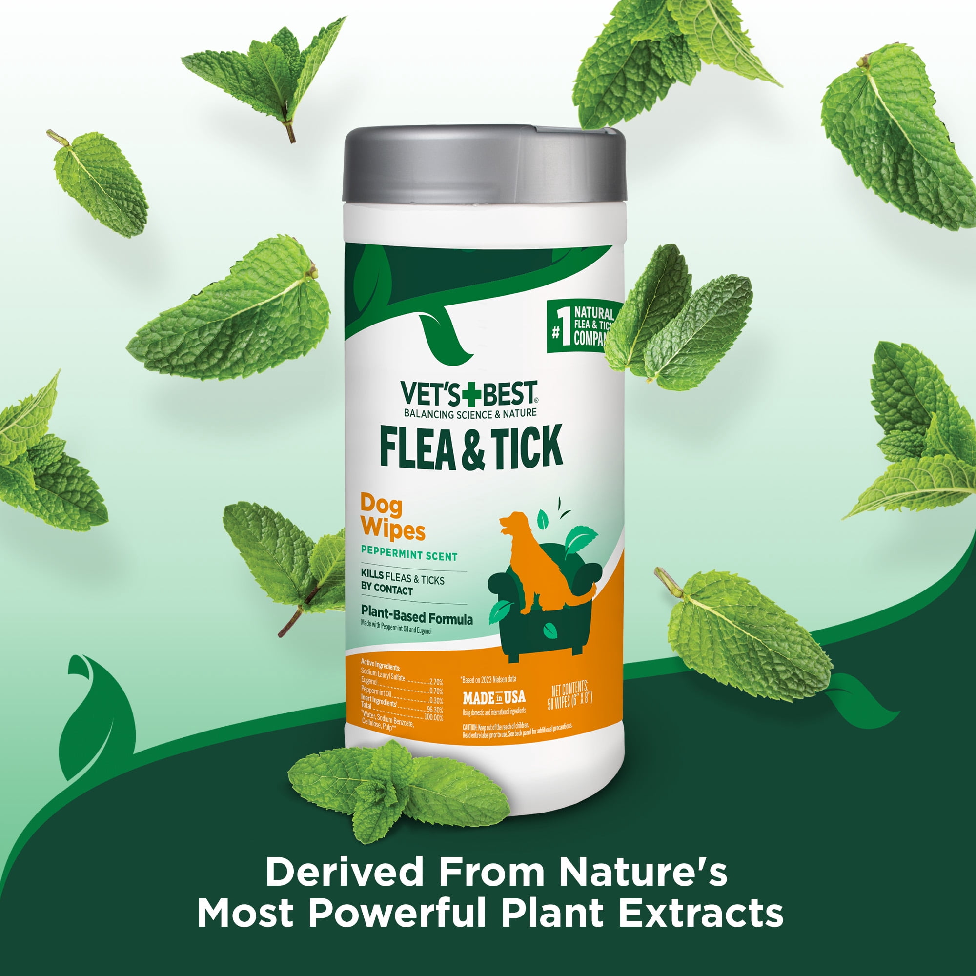 Vet's Best Flea and Tick Wipes for Dogs 50 Wipes - 12.8 oz.