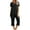 2 piece linen sets-A05-Black, variant on Women's Two Piece Outfit Short Sleeve Pullover with Drawstring Long Pants Tracksuit Jogger Set Summer Clothes Women's Matching Crop Top and Pant Set