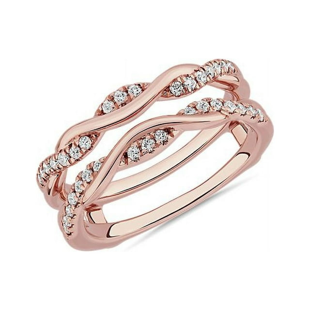 0.20 Carat Excellent Round Cut Real Diamond New Design Eternity Band for Wedding Solid 18K Rose Gold Size 11