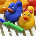 thumbnail image 2 of 8pcs Bathtub Toy Duck Fishing Game - 2 Fishing Rods And 6 Rubber Ducks - Teach Numbers, 2 of 5