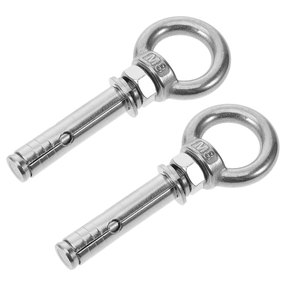 HOMEMAXS  2 Pcs Metal Hanger Eye Bolts Heavy Duty Shaped Hooks Eyes Masonry Silver