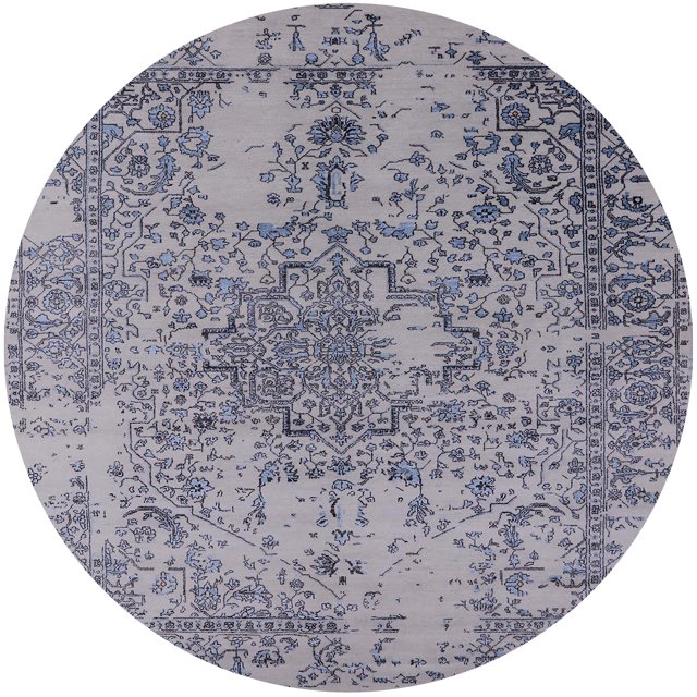 Ahgly Company Tapis d'Intérieur Rond Moderne Mi-Siècle Violet Violet Oriental, 3 Pieds Rond