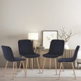 Modern Upholstered Dining Chairs Set of 4, Black, with Wood Legs for