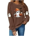 thumbnail image 2 of FDGIU Women's Loose Cute Crewneck Pullover, Halloween Graphic Tees for Women, Pumpkin Long Sleeve Tops, Soft Breathable Casual Top，Oversized Hooded Sweatshirts Fall, 2 of 4