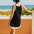 thumbnail image 5 of Womens Summer Outfits Two Piece Set Casual Color Block Crewneck Sleeveless Tank Tops Matching Shorts with Pockets Beach Going Out Sets Black M, 5 of 6