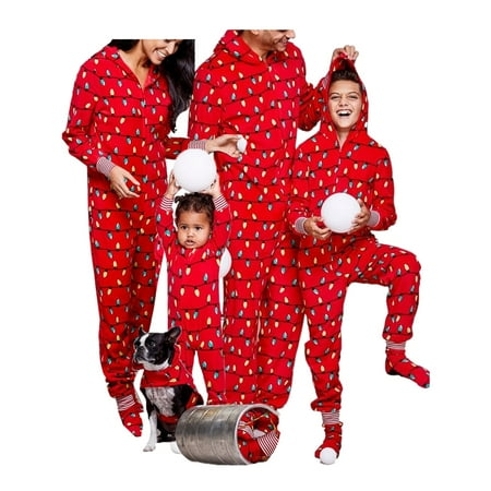 

Kayotuas Family Matching Christmas Pajamas Set Sleepwear Jumpsuit Hoodie with Hood Matching Holiday PJ s for Family