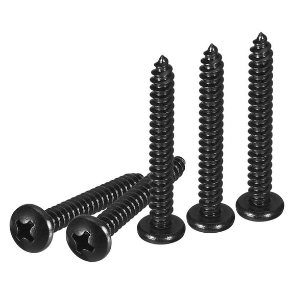 Uxcell #10x1-1/2" Black Screws - 25Pack - 304 Stainless Steel Pan Head Phillips Screw