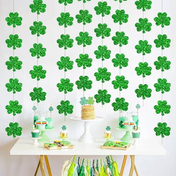 10PCS St. Patrick’s Day Shamrock Decorations - Lucky One Birthday Hanging Garland Irish Party Ornaments