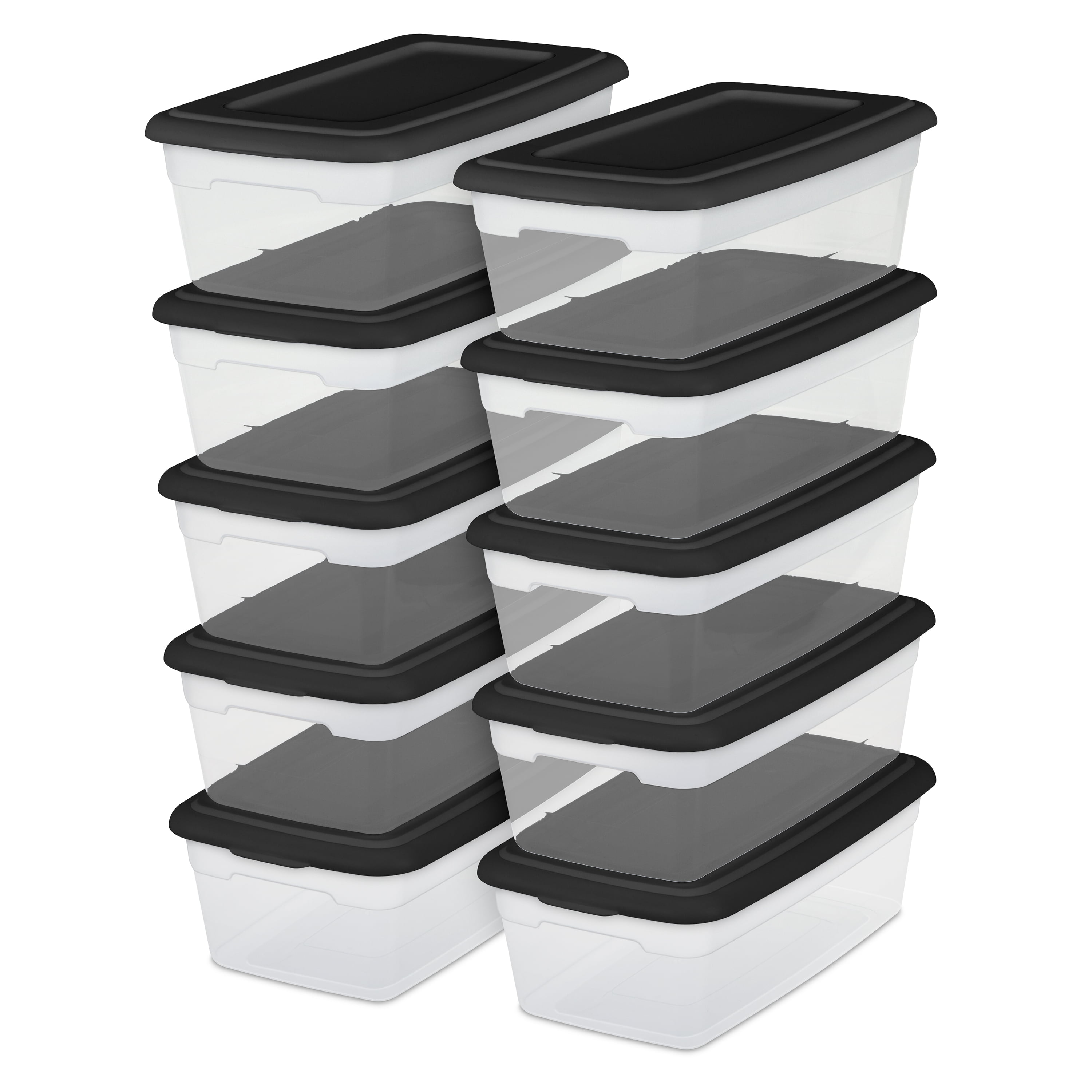 Black Storage Boxes with Lids - 6 Pc.