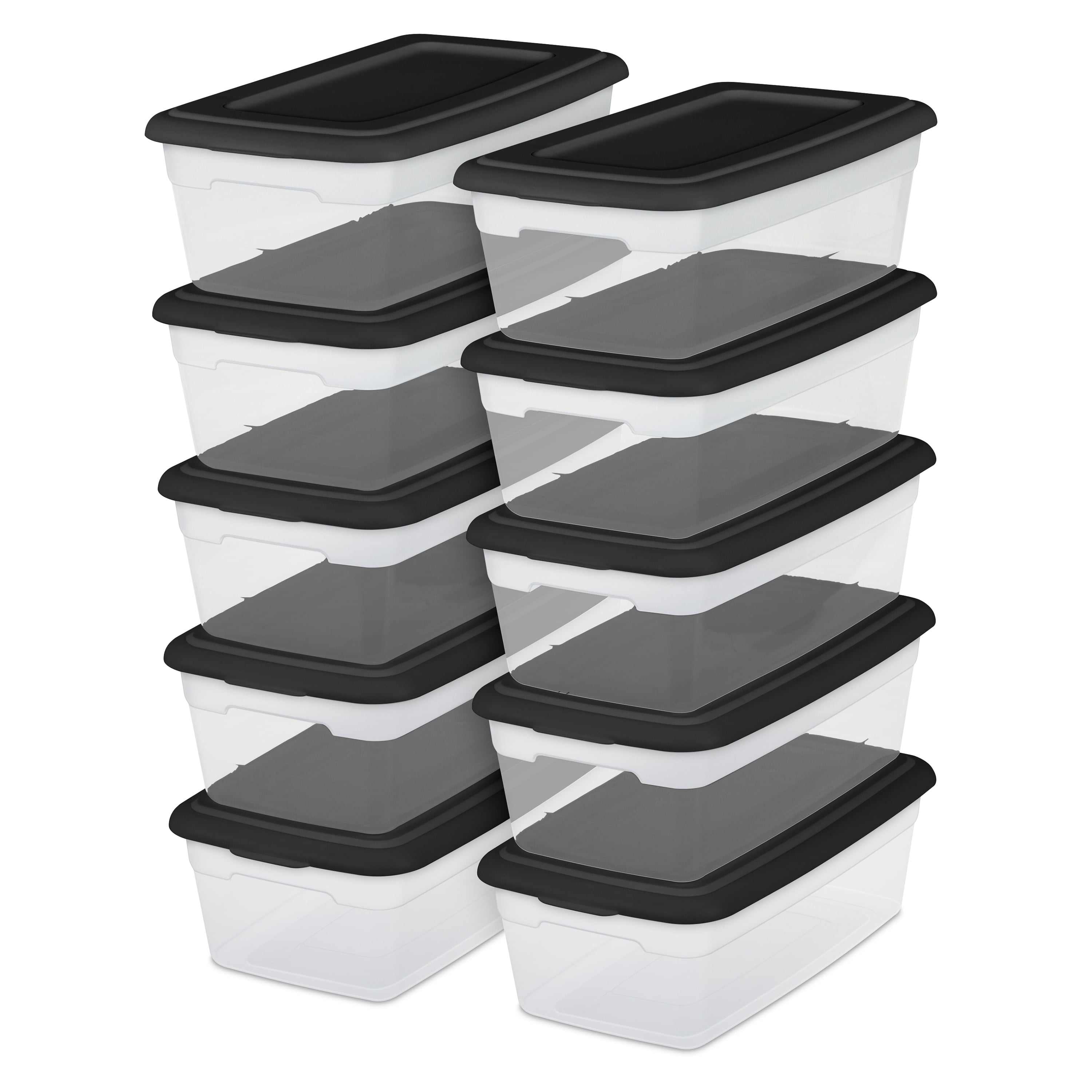 Sterilite 6 Quart Black Storage Box, 10 