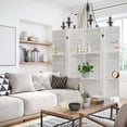 thumbnail image 3 of Fionafurn 4-Panel Room Divider 67" Tall Platane Wood Louver Folding Privacy Screen with 3 Display Shelves, and Folding Storage for Bedroom or Home Office, Aged White, 3 of 11