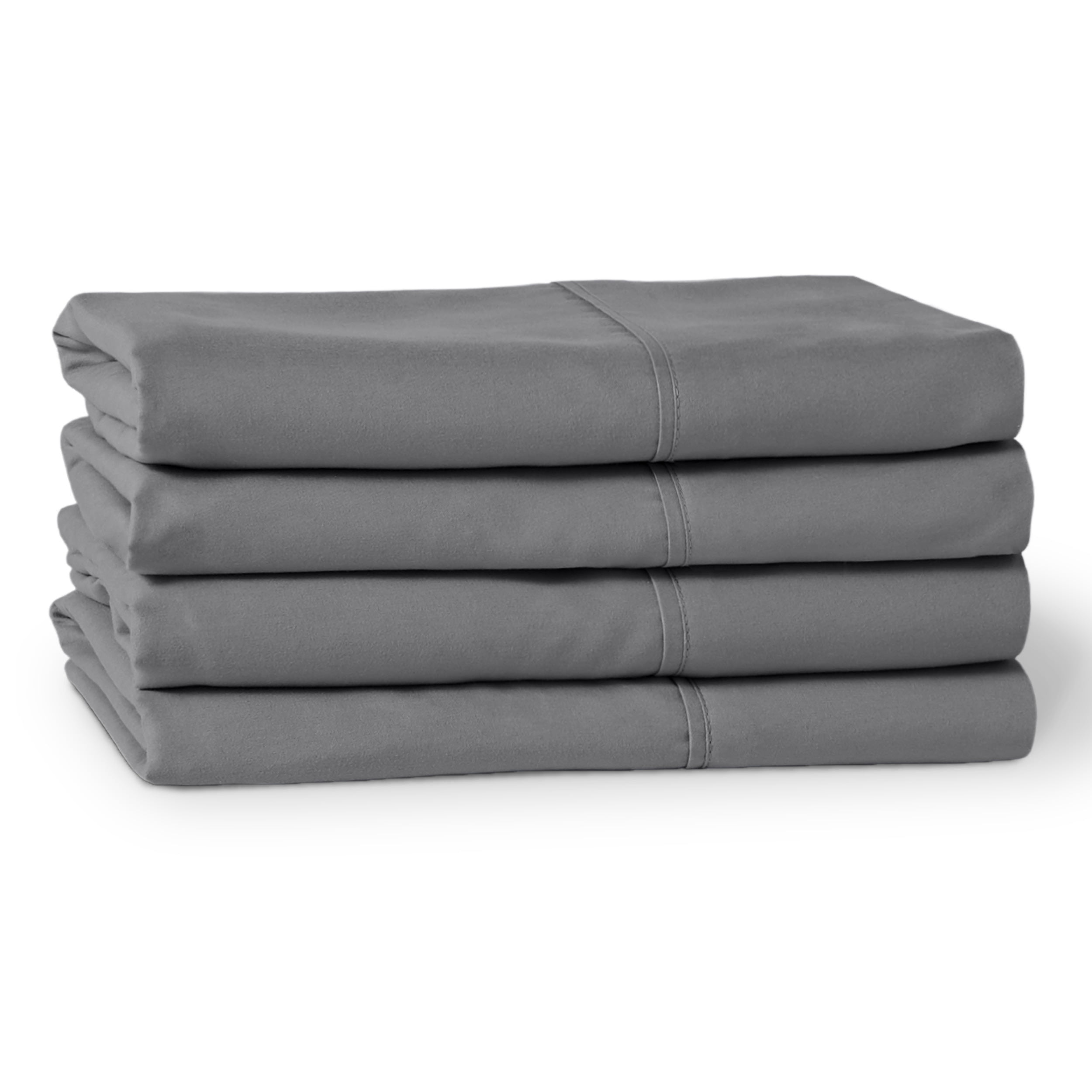 Bare Home Pillowcase Set - Premium 1800 Collection - Double Brushed - Ultra Soft - Standard Size, Gray, 4 Count