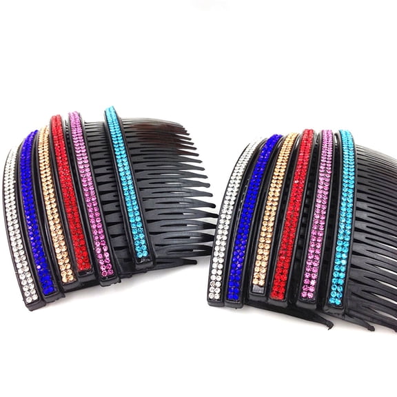 CTIRCHIU 5Pcs Bridal Hair Comb Slide Clip with Colored Rhinestones Plastic Hair Accessory