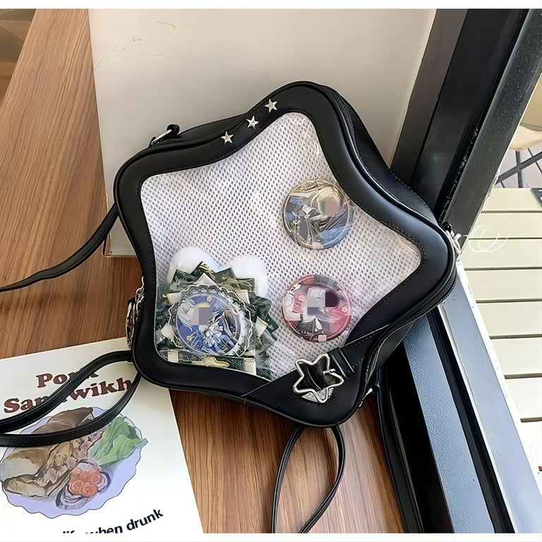 Borsa Ita A Forma Di Stella Y2K - Zaino In PU Con Finestra In Rete Per Spille, Tracolla Regolabile, Estetica Anni 2000 - 5