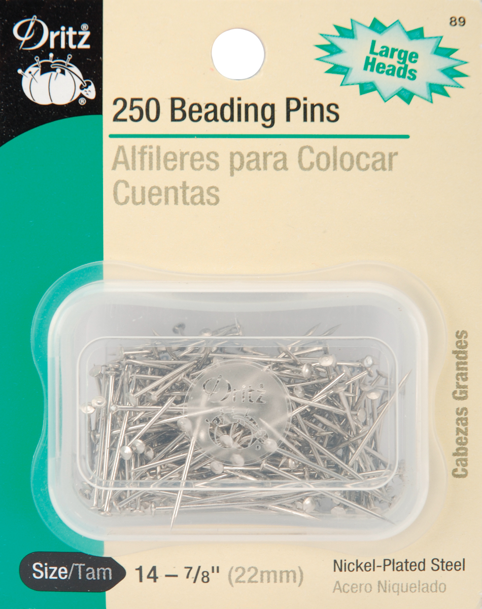 Dritz Spilli Perlati Per Cucito E Quilting | Taglia 24, Acciaio Nichelato, Scatola Impilabile