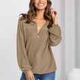 thumbnail image 3 of Suéter informal de manga larga con media cremallera para mujer, Tops con cuello en V para otoño e invierno, para la vida diaria, fiesta y Club, 3 of 6