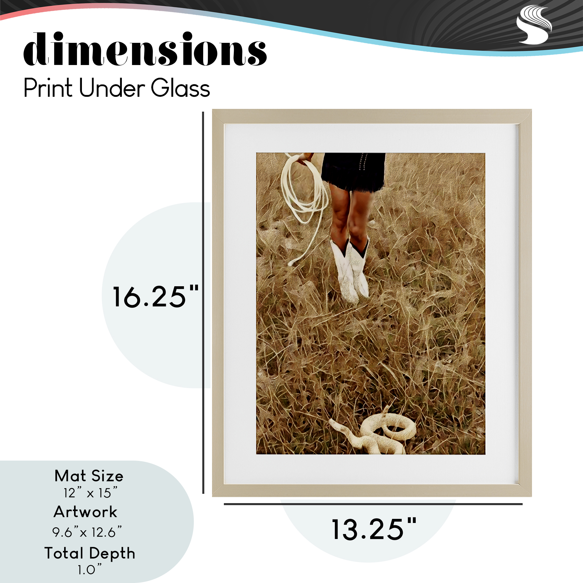 With Her Lasso & Snake Birch Framed Print Under Glass, design by Jesse Keith