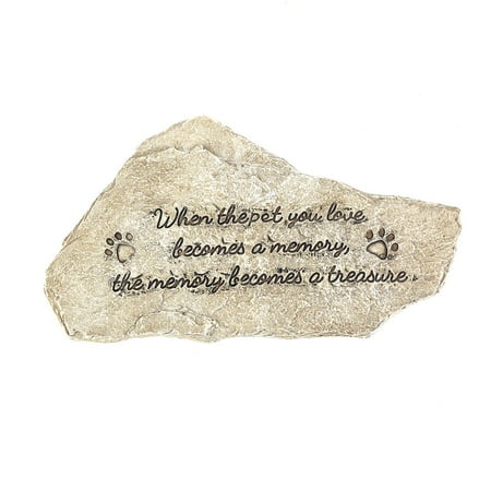 Pet Paw Print Garden Memorial Stone Memory Becomes a Treasure Garden Stone Pet Memorial Stones with Pet Paw Printed Polystone Garden Stone ()