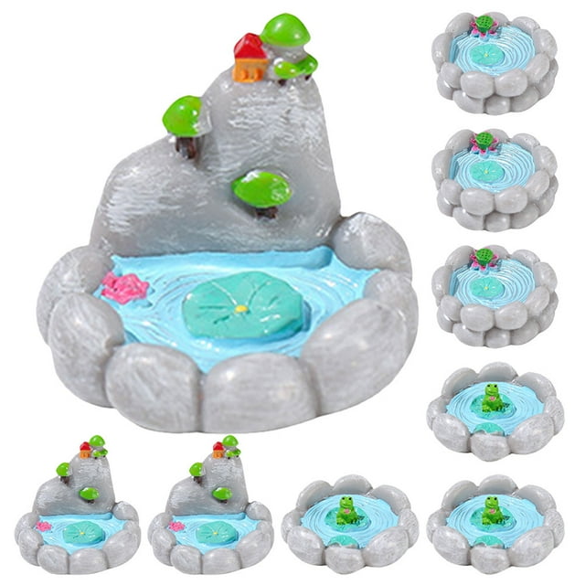 MasteelfCA 9Pcs Micro-landscape Mini Pond Craft Mini Pond Ornament Micro Landscape Decor