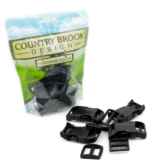 25 - Country Brook Design® 1 inch Black Contoured Side Release Buckle & Wide Mouth Triglide Set