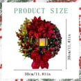 thumbnail image 3 of Christmas Wreaths For Front Door Artificial Lighted Christmas Wreath With Bow Ribbon Xmas Front Door Wreath Xmas Wreaths For Indoor Outdoor Home Holiday Decor, 11.8", 3 of 4