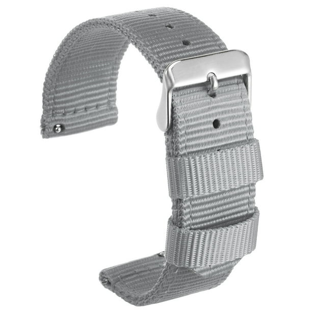 Amarillo Nylon Reloj Correa 20mm Ancho Duradero Nylon Correa con Plata Hebilla, Universal Reemplazo Lienzo Reloj Correa 26