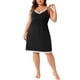 thumbnail image 2 of Chemise de noche de encaje con tirantes de espagueti para mujer de tallas grandes Agnes Orinda, vestido de noche con escote en V, 4X, negro, 2 of 6