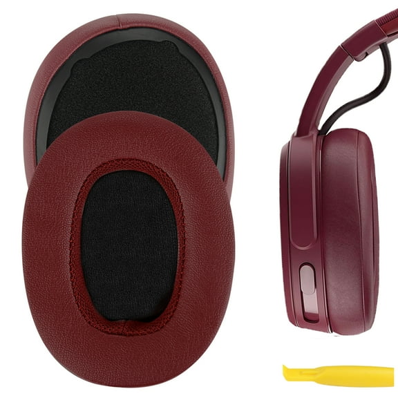 Geekria QuickFit Replacement Ear Pads for Skullcandy Venue Wireless ANC Headphones, Repair Parts (Deep Red)