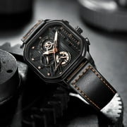 Crrju Men Watch Top Brand Luxury Military Leather Square Clock Quartz Business Sport Wristwatch Relogio Masculino - Quartz Wristwatches
