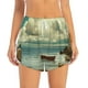 thumbnail image 2 of Balery Serene Coastal Blue Sky Pantalones cortos deportivos para mujer con forro y dos bolsillos, elásticos, para entrenamiento, gimnasio, yoga-XX-Large, 2 of 7