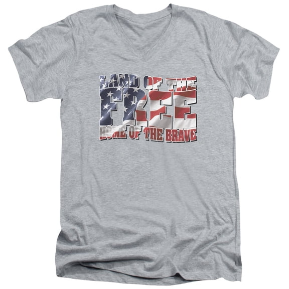 - Land Of The Free - Slim Fit V Neck Shirt - Small