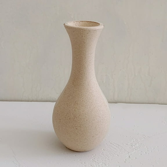 HIAKDOFT 3Pcs Aesthetic Wooden Flower Vase for Home Decor Beige Retro Sawdust Shape 8.5*6.7in