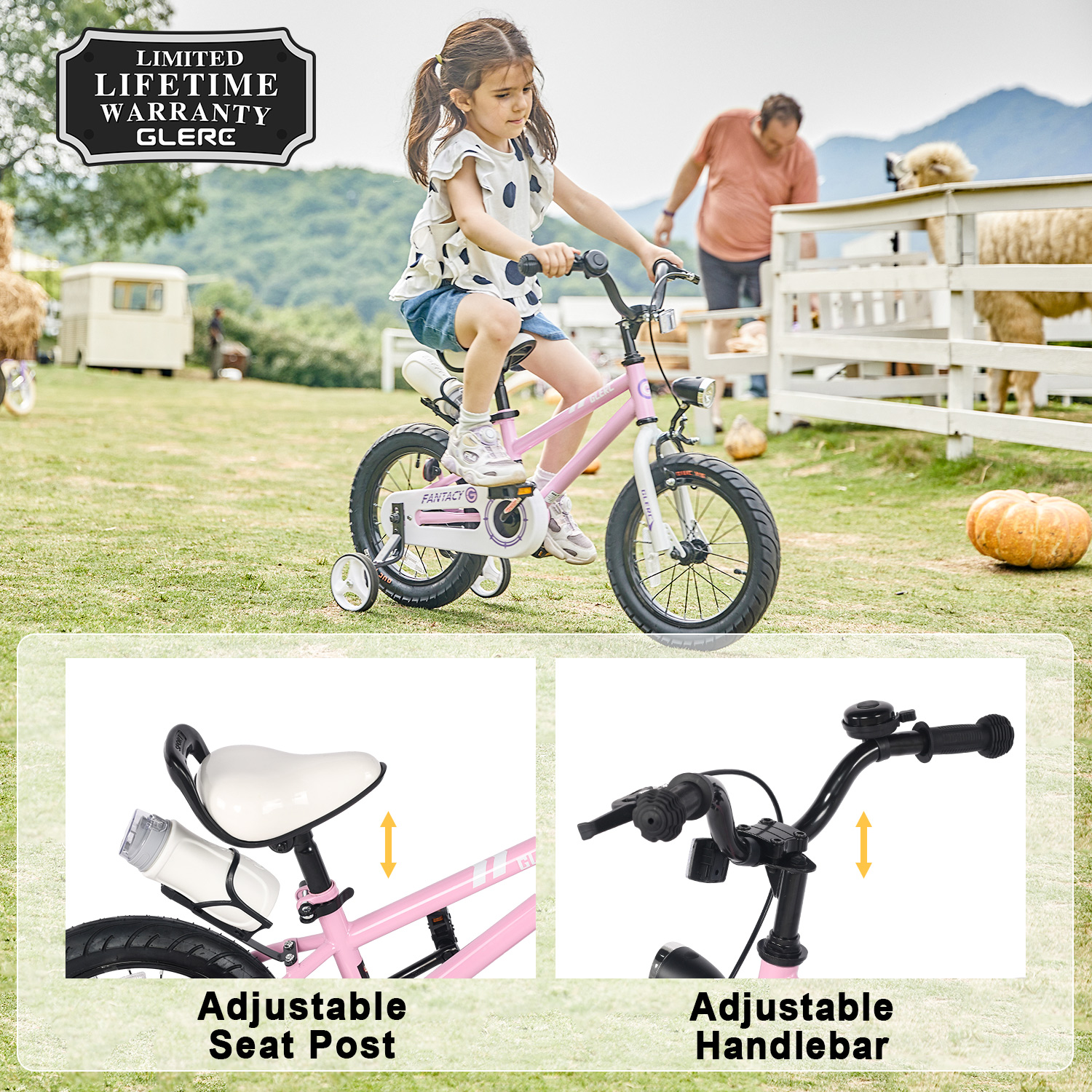 Glerc 14 Inch Kids Bike with Training Wheels and Light photo 2