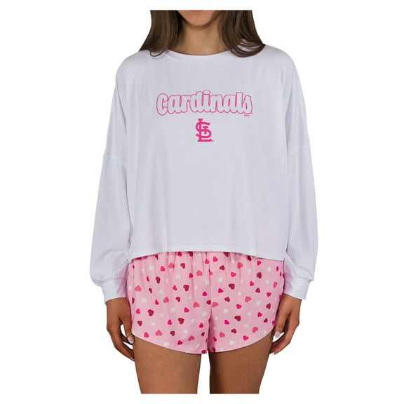 Women's Concepts Sport Pink St. Louis Cardinals Lyric Knit Long Sleeve Top & Short Set