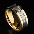 thumbnail image 6 of Yellow Gold Plated Matte 8mm AAA CZ Titanium Steel Mens Ring Men Wedding Band Man Ring, 6 of 7