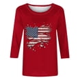 thumbnail image 5 of Favoffer Women's Independence Day Printed Pullover Round Neck 3/4 Sleeve Pattern Loose Daily Holiday Casual T-Shirt, 5 of 5
