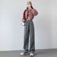 thumbnail image 1 of Pantalones de trabajo grises para mujer, pantalones deportivos casuales de otoño e invierno, pantalones anchos sueltos y afelpados para mujer, 1 of 3