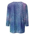 thumbnail image 3 of Qwertyu Womens 3/4 Sleeve T Shirts Plus Size Floral Casual Shirts for Women Elbow V Neck Summer Tops 3/4 Length Sleeve Blouses for Women Dressy Royal Blue S, 3 of 5