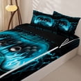 thumbnail image 3 of Erosebridal Neon Gaming Pattern Zipper Twin Comforter Sets with Fitted Sheet and 2 Pillowcases,Game Controller Print Zipper Bedding Set,Cyan Black,Black Reversible, 3 of 6