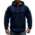 thumbnail image 2 of DDAPJ pyju Oversized Cargo Hoodies for Men Quarter Zip Pullover Raglan Long Sleeve Drawstring Athletic Hiking Work Sweatshirts with Multi Pockets M, 2 of 7