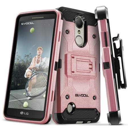 LG Aristo Case, Evocel [Belt Clip Holster] [Kickstand] [Tri Layer] [Textured Body] Trio Pro Series Phone Case for LG Aristo (MS210)/ LG K4 (2017 Release), Rose Gold