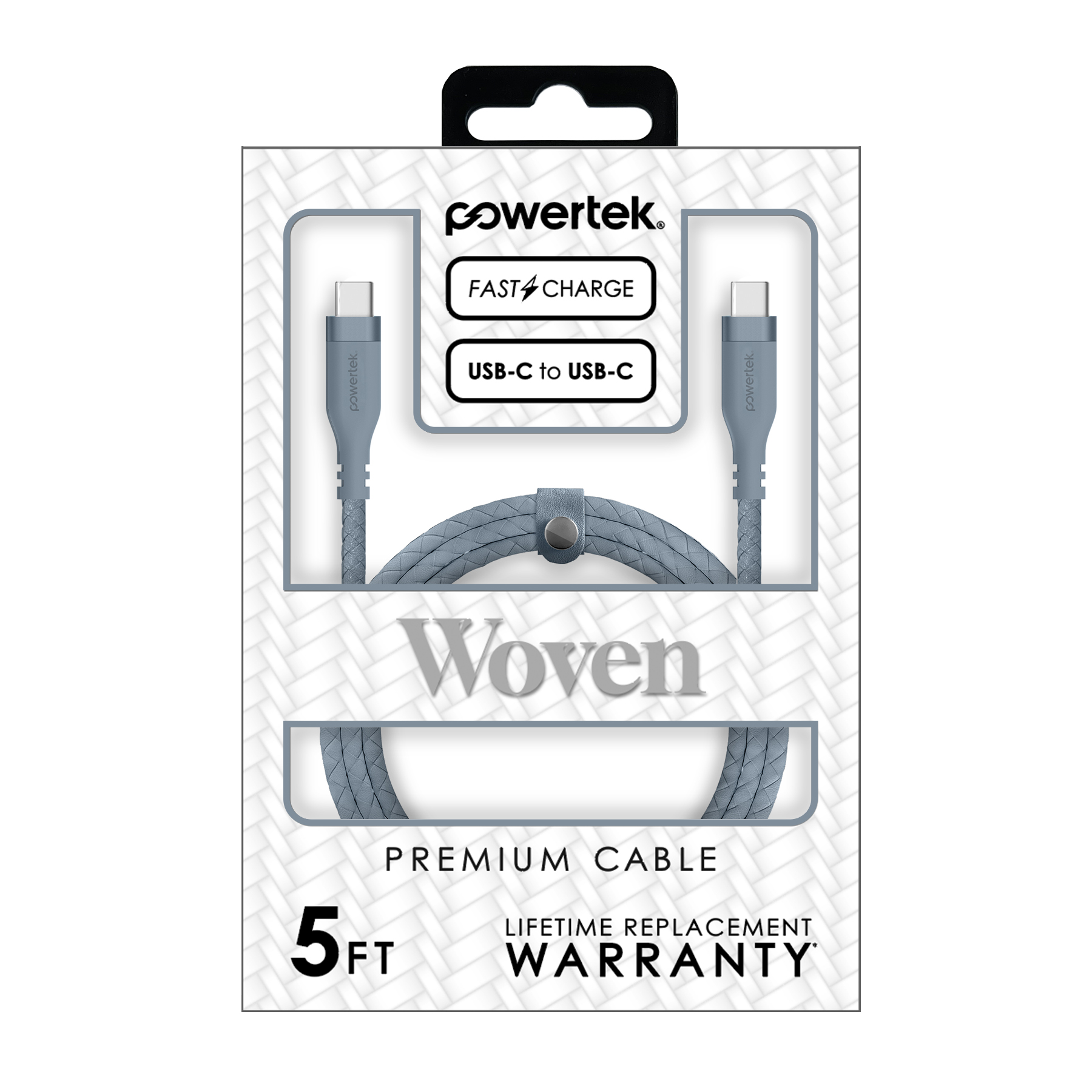 Liquipel Powertek USB-C to USB-C Woven Cable - Blue