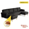 thumbnail image 2 of Sala Modular Doble Chaise Makora Salazar con Memory Foam Color Negro Lino Respaldo Reclinable de 3 Posiciones, 2 of 7