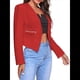 thumbnail image 1 of Blazer Corto para Mujer, Chaqueta Informal/de Trabajo de Larga con Abertura Frontal y Bolsillos Rojo 4XL, 1 of 8