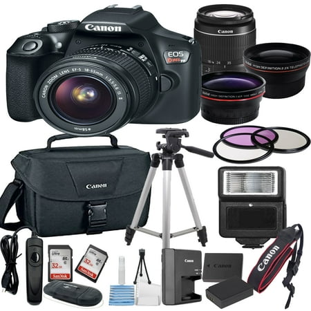 Canon EOS Rebel T6 Digital SLR Camera w/ EF-S 18-55mm Bundle includes Camera, Lenses, Filters, Bag, Memory Cards, Tripod, Flash, Remote Shutter , Cleaning Kit, Replacement Battery ,  Tripod ,and (Best Global Shutter Camera)