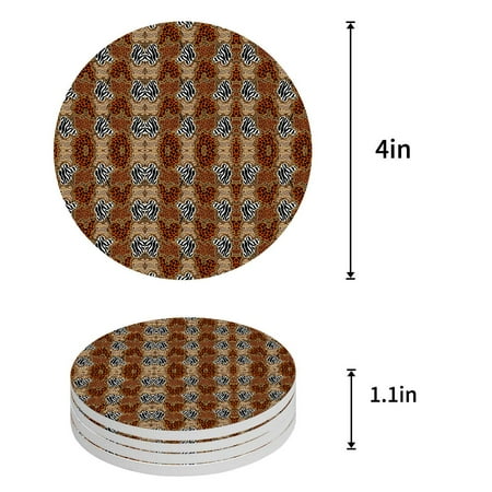 

KXMDXA Dinosaur Tyrannosaurus Set of 4 Round Coaster for Drinks Absorbent Ceramic Stone Coasters Cup Mat with Cork Base for Home Kitchen Room Coffee Table Bar Decor