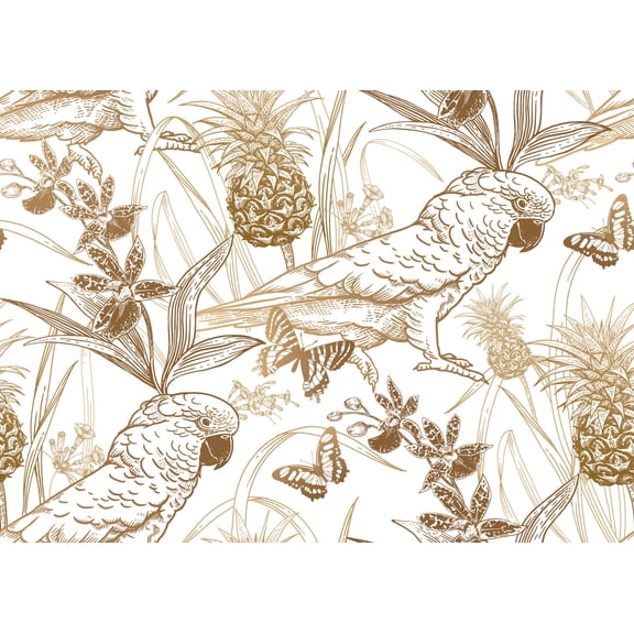 MuralsPrint Hawaiian Parrot Bird and Buterfly Removable Wallpaper - 24'' inch x 10'ft