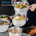 thumbnail image 2 of 7 Pcs Stainless Steel Pot Set, Pots and Pan Set, Including Cooking Pot, Stew Pot, Soup Pot, Steamer Pot and Breathable Glass Lid, Compatible with All Stovetops, Dishwasher & Oven Safe, 2 of 7