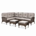 thumbnail image 3 of PARKWELL Outdoor Sectional Sofa Furniture Set,Patio Wicker L Shaped Couch High Back Conversation Set with Ottomans for Garden Yard,Brown Wicker Beige Cushion, 3 of 10